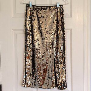 (New) Pencil line Silver sequin skirt